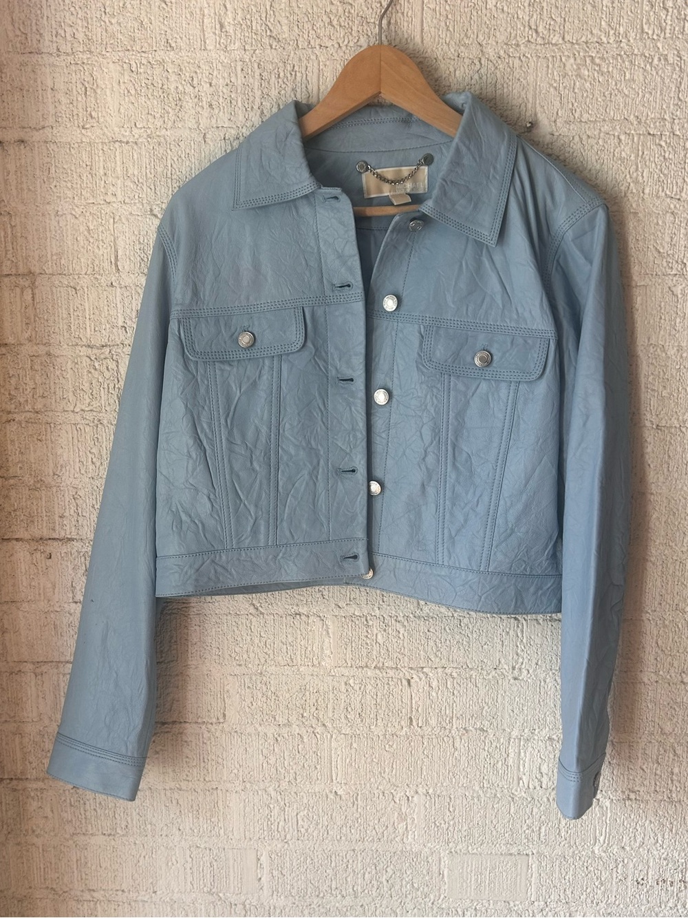 MICHAEL Michael Kors Pastel Blue Cropped Jean Jacket
